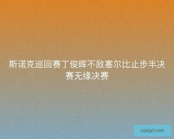 斯诺克巡回赛丁俊晖不敌塞尔比止步半决赛无缘决赛