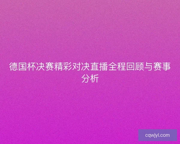 德国杯决赛精彩对决直播全程回顾与赛事分析