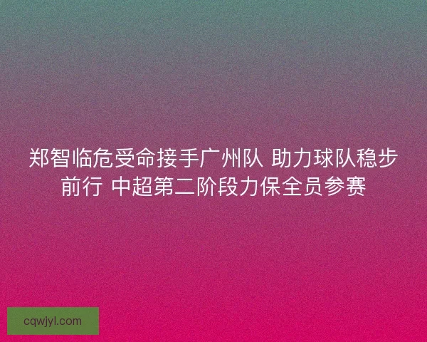 郑智临危受命接手广州队 助力球队稳步前行 中超第二阶段力保全员参赛 郑智临危受命接手广州队 助力球队稳步前行 中超第二阶段力保全员参赛